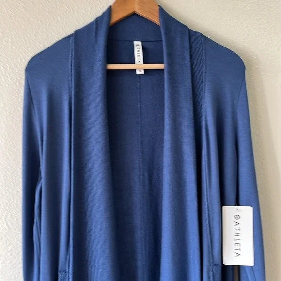 Athleta Pranayama Wrap Soft Cardigan Blue Pockets NWT XS - Picture 2 of 8